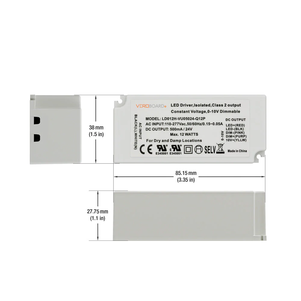 LD012H-VU05024-Q12P 0-10V Dimmable Constant Voltage LED Driver 24V 12W - Image 2
