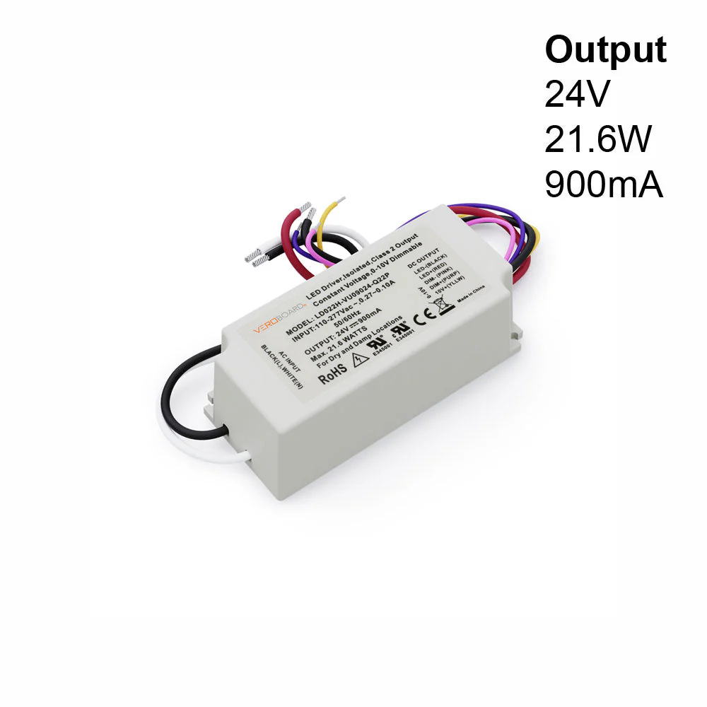 LD022H-VU09024-Q22P 0-10V Dimmable Constant Voltage LED Driver 24V 21.6W
