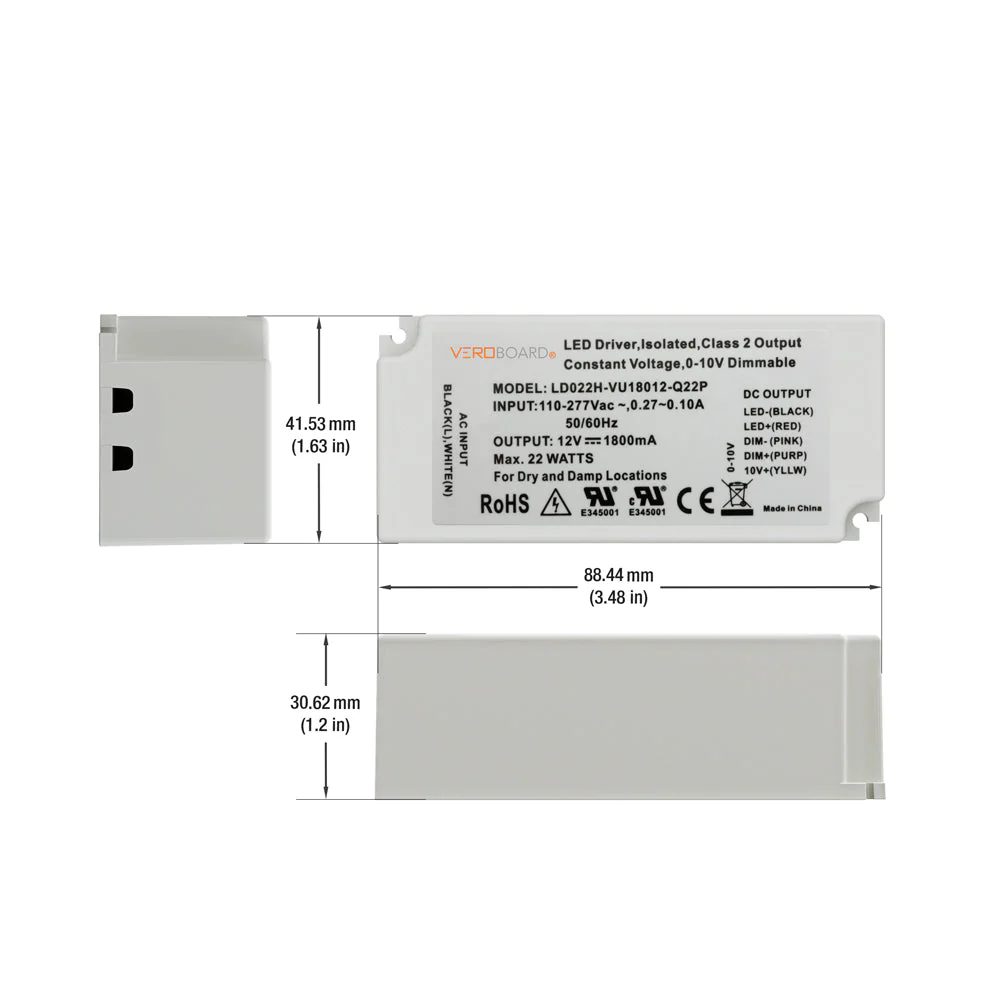 LD022H-VU18012-Q22P 0-10V Dimmable Constant Voltage LED Driver 12V 22W - Image 2