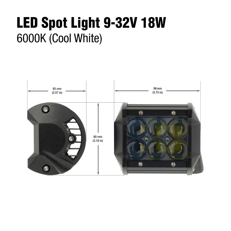 LED Spot Light, 9-32V 18W 6000K(Cool White) - Image 2