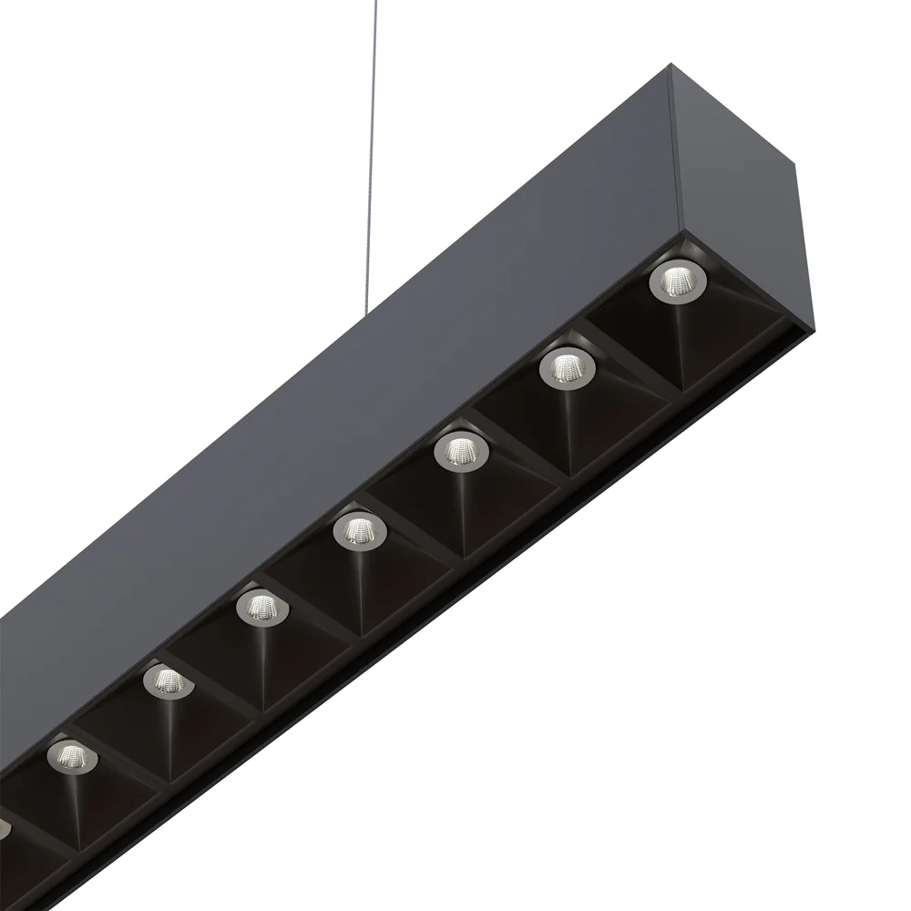LED Low Glare Linear Suspension Light 4ft, 100-277V 38W 3000K(Warm White) Black - Image 4