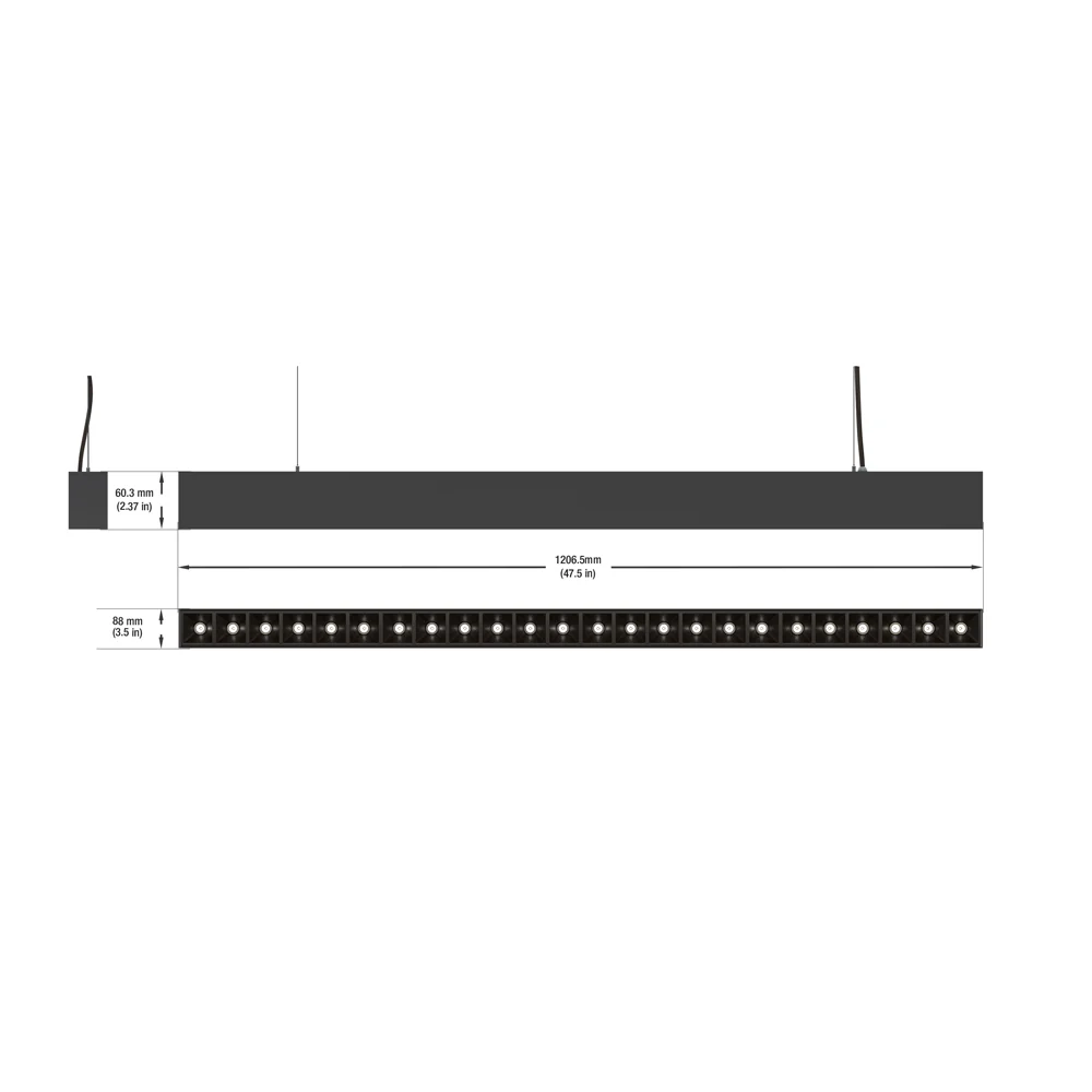 LED Low Glare Linear Suspension Light 4ft, 100-277V 38W 4000K(Natural White) Black - Image 3