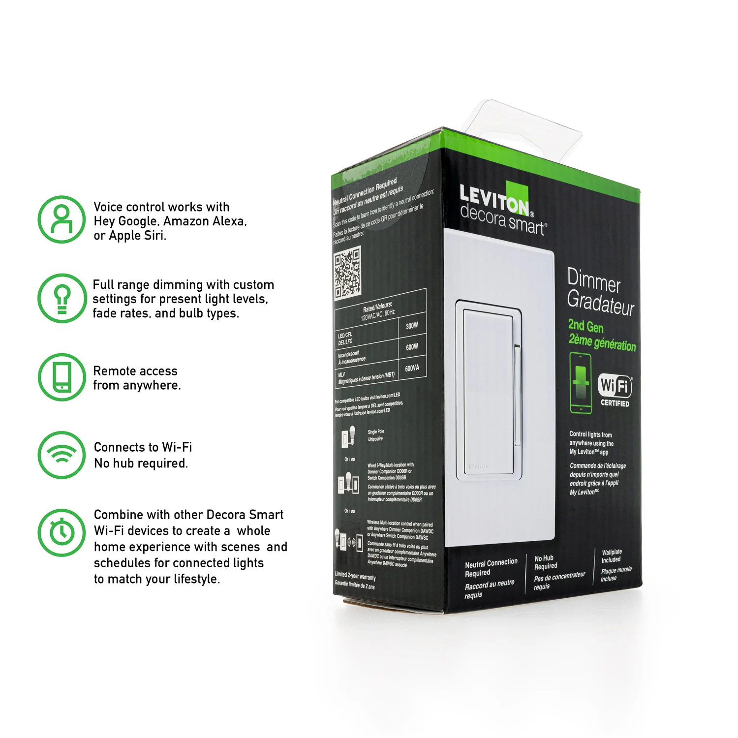 Leviton Decora Smart Wi-Fi Dimmer (2nd Gen) 120V 600W D26HD - Image 8