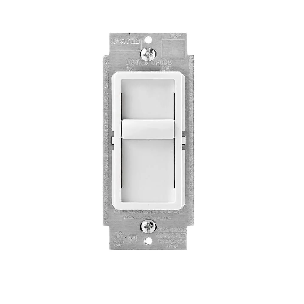 Leviton Decora SureSlide Universal 150W LED/CFL Incandescent Slide-To-Off Dimmer White