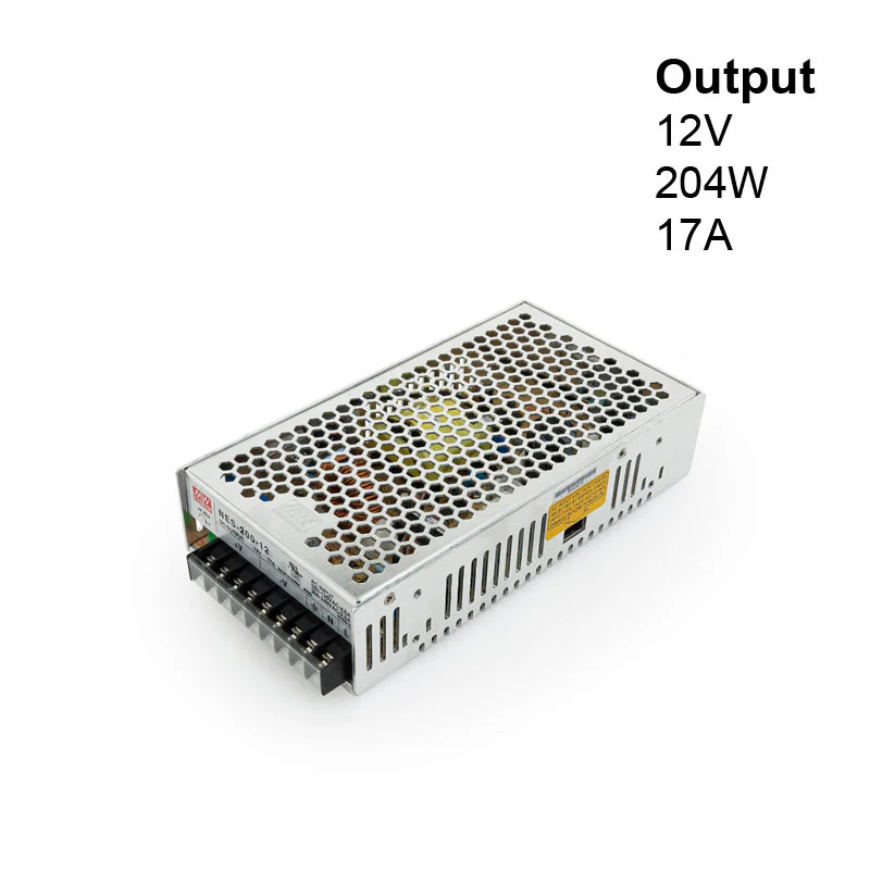 Mean Well NES-200-12 Metal Case Non-Dimmable LED Driver, 12V 17A 204W