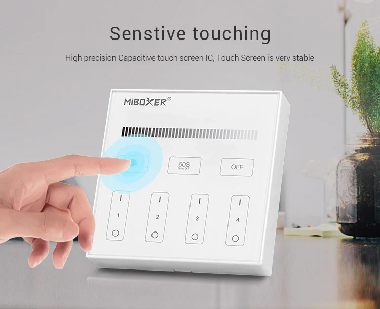 Mi-Light B1 4-Zone Single Color Brightness Dimming Smart Touch Panel Remote Controller - Image 4