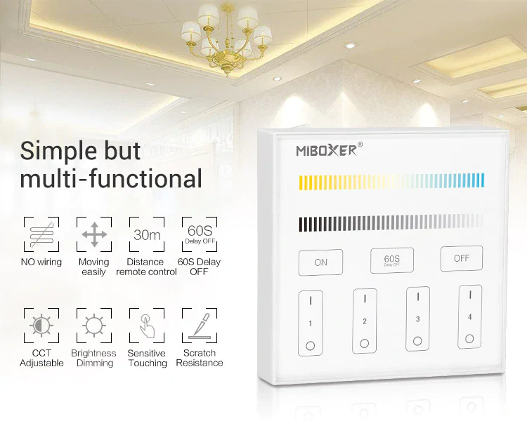 Mi-Light B2 4-Zone Adjustable Color Temperature Panel Remote Controller - Image 6
