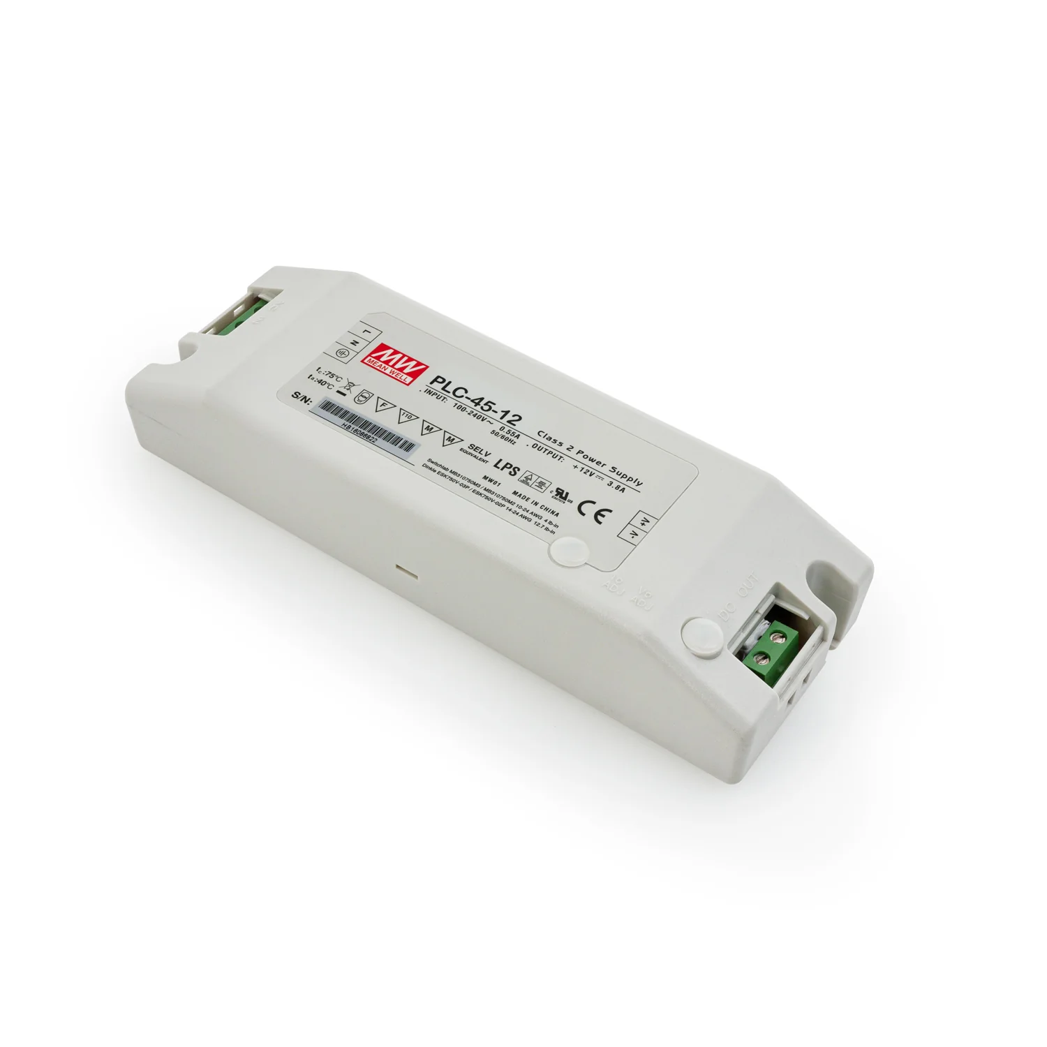 Mean Well PLC-45-12 Non-Dimmable LED Driver, 12V 3.8A 45W - Image 3