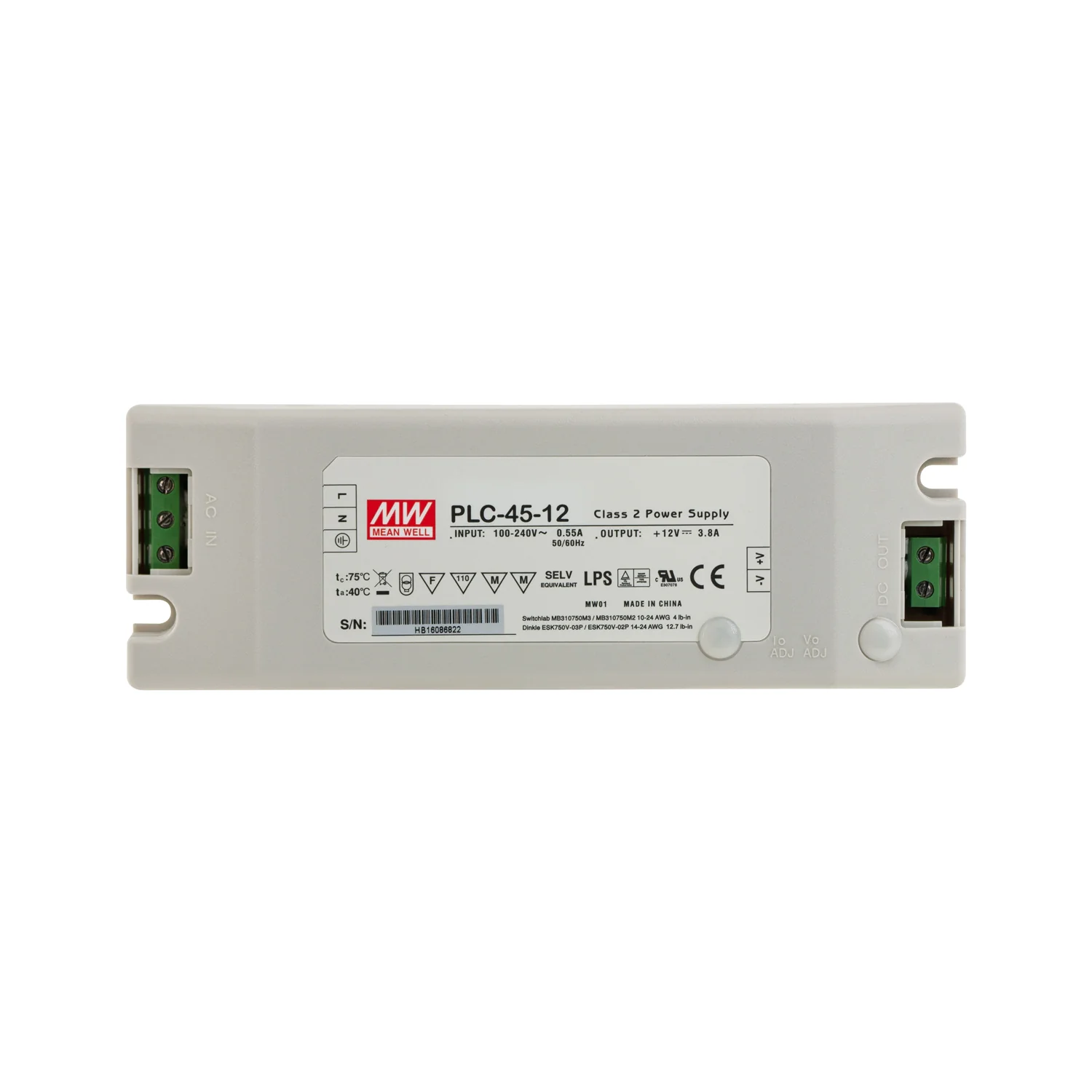 Mean Well PLC-45-12 Non-Dimmable LED Driver, 12V 3.8A 45W - Image 4