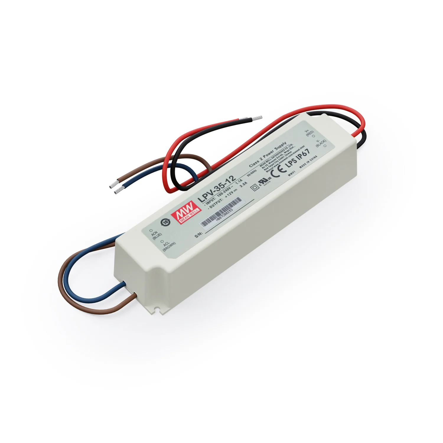 Mean Well LPV-35-12 Non-Dimmable LED Driver, 12V 3A 35W - Image 3