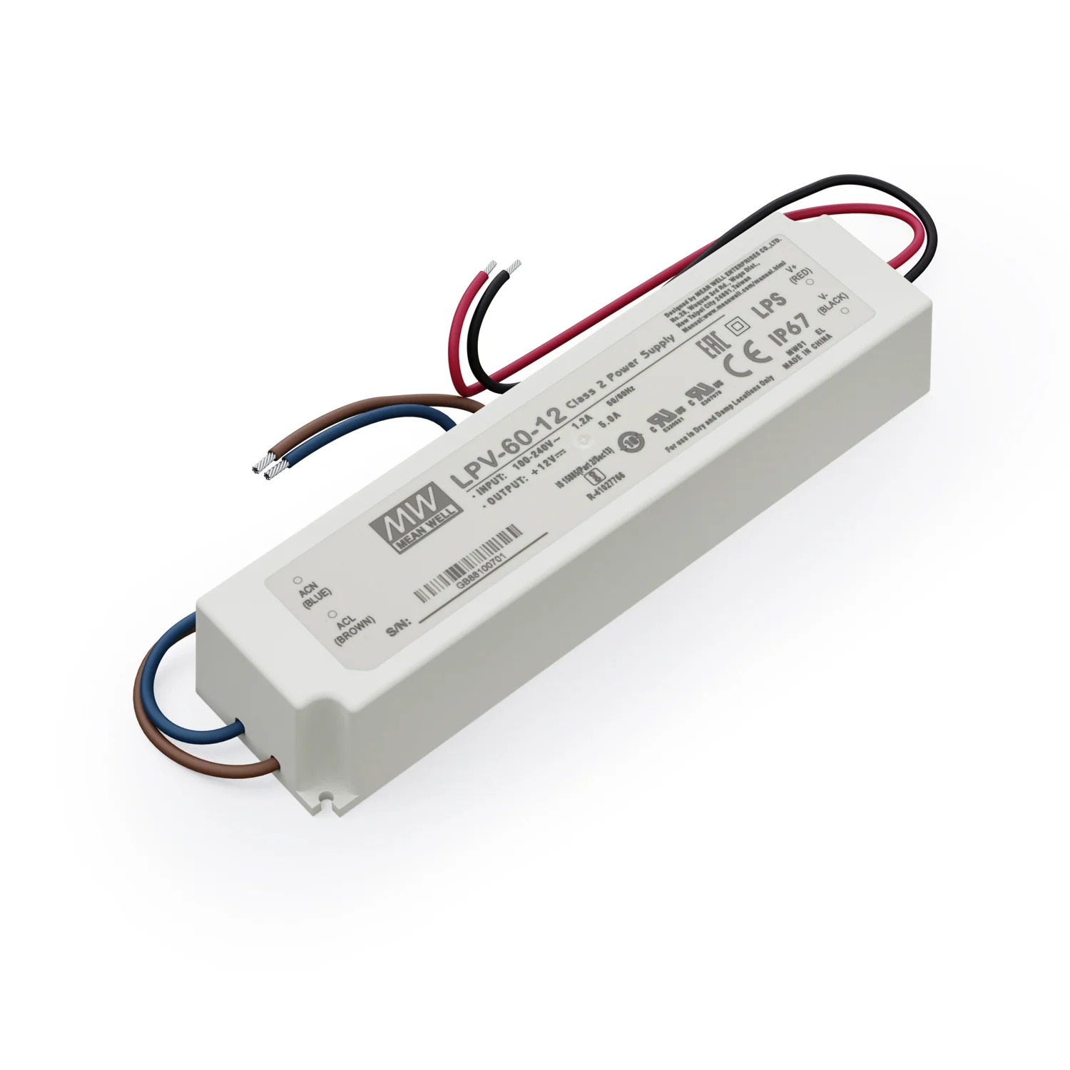Mean Well LPV-60-12 Non-Dimmable LED Driver, 12V 5A - Image 3