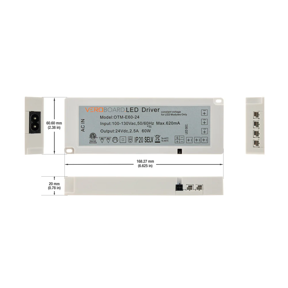 OTM-E60-24 LED Driver 6-way Output Plugin Power Supply for Cabinet Lights - Image 2