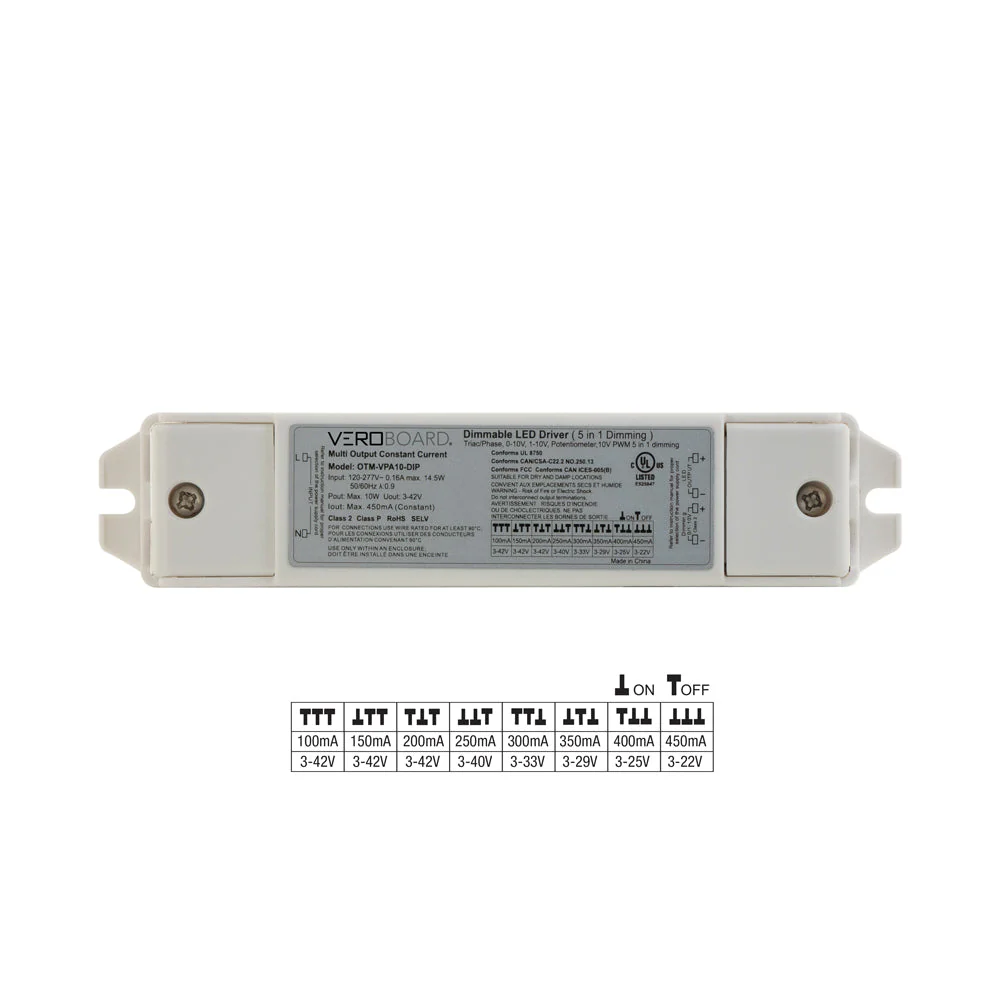 OTM-VPA10-DIP Selectable Constant Current LED Driver (5 in 1 Dimming) 100mA~450mA 3-42V 10W - Image 3