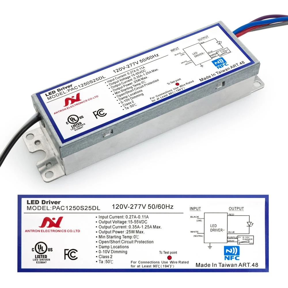 ANTRON PAC1250S25DL Constant Current Programmable LED Driver with Custom Output Current 350-1250mA 15-55V 25W max - Image 3