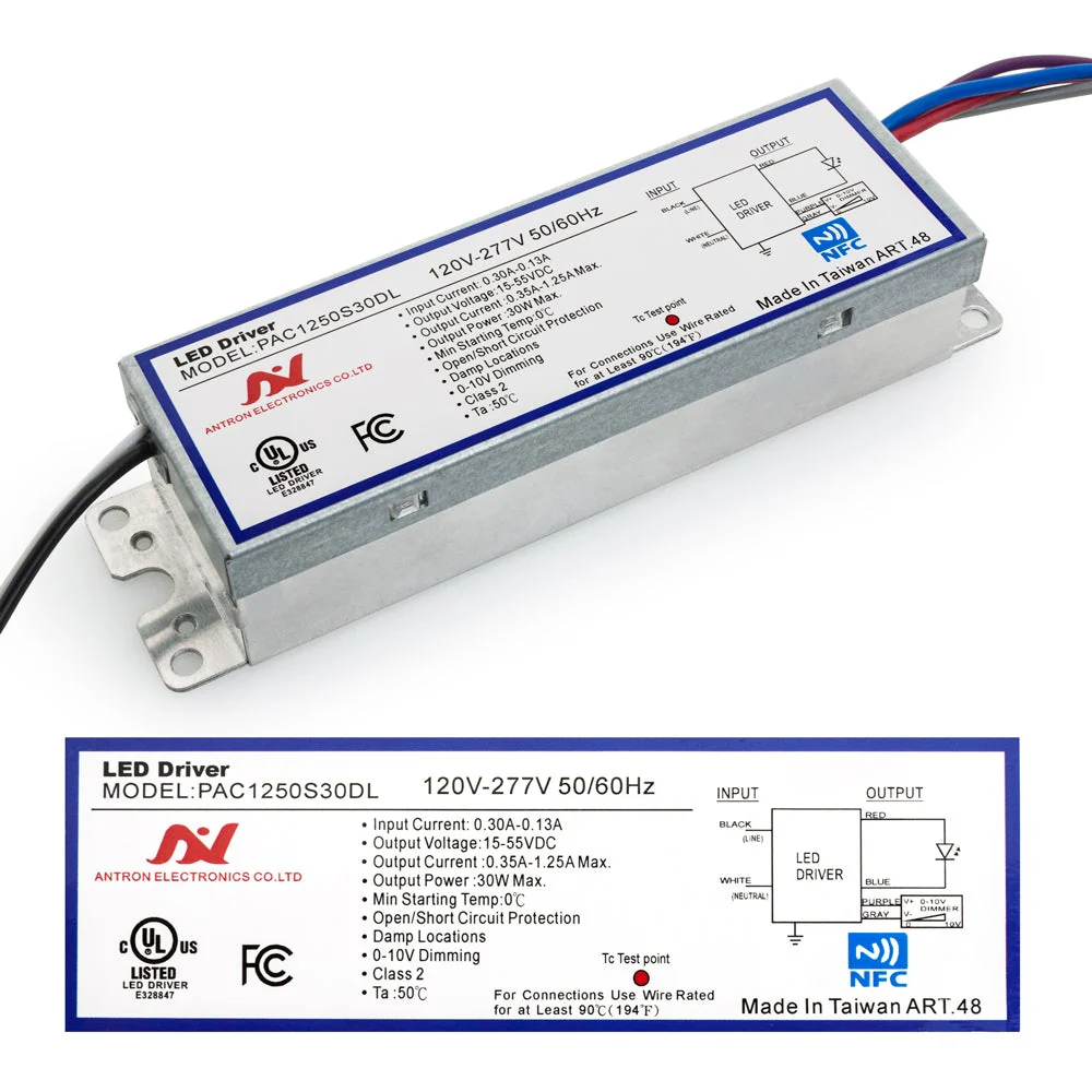 ANTRON PAC1250S30DL Constant Current Programmable LED Driver with Custom Output Current 350-1250mA 15-55V 30W max - Image 3