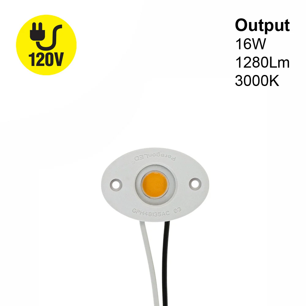 CBAC-84-30135-120V-30 COB Paragon LED Module with GPH48135AC LED Holder, 120V 16W 3000K (Warm White)