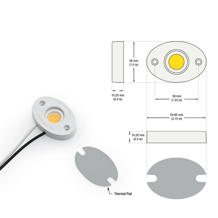 CBAC-84-30135-120V-30 COB Paragon LED Module with GPH48135AC LED Holder, 120V 16W 3000K (Warm White) - Image 2