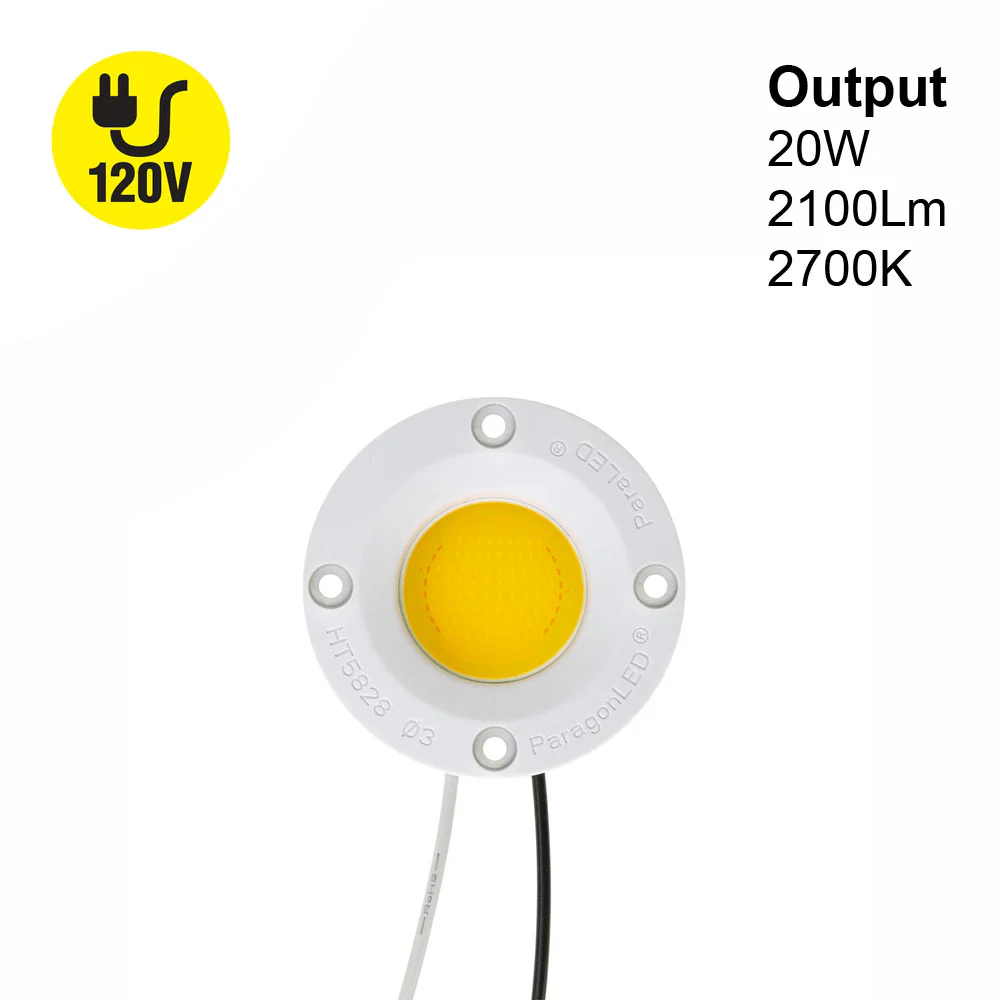 CDAC-80-5028-120V-27 COB Paragon LED Module with HT5828 LED Holder, 120V 20W 2700K