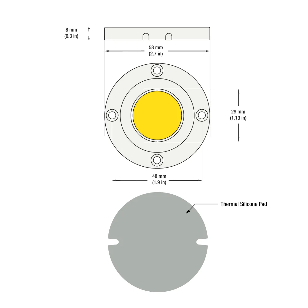 CDAC-80-5028-120V-27 COB Paragon LED Module with HT5828 LED Holder, 120V 20W 2700K - Image 2