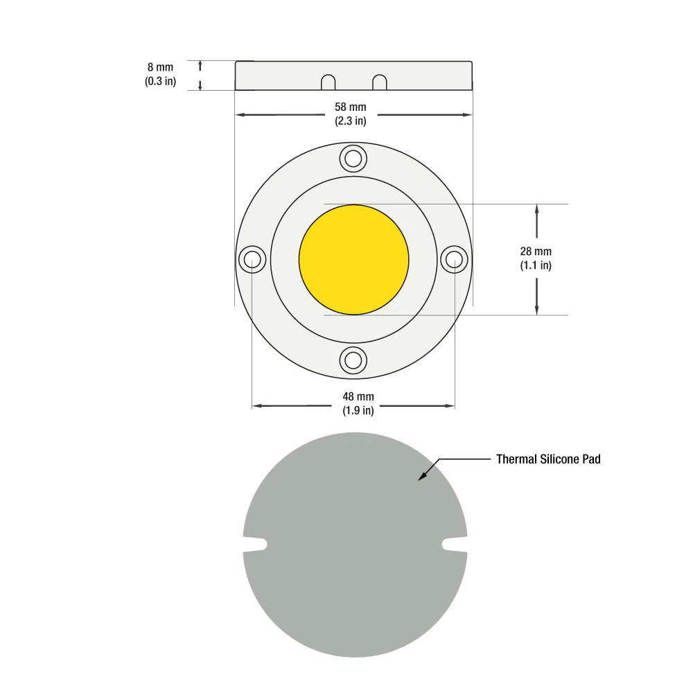 CDAC-80-5028-120V-50 COB Paragon LED Module with HT5828 LED Holder, 120V 10W 5000K - Image 2