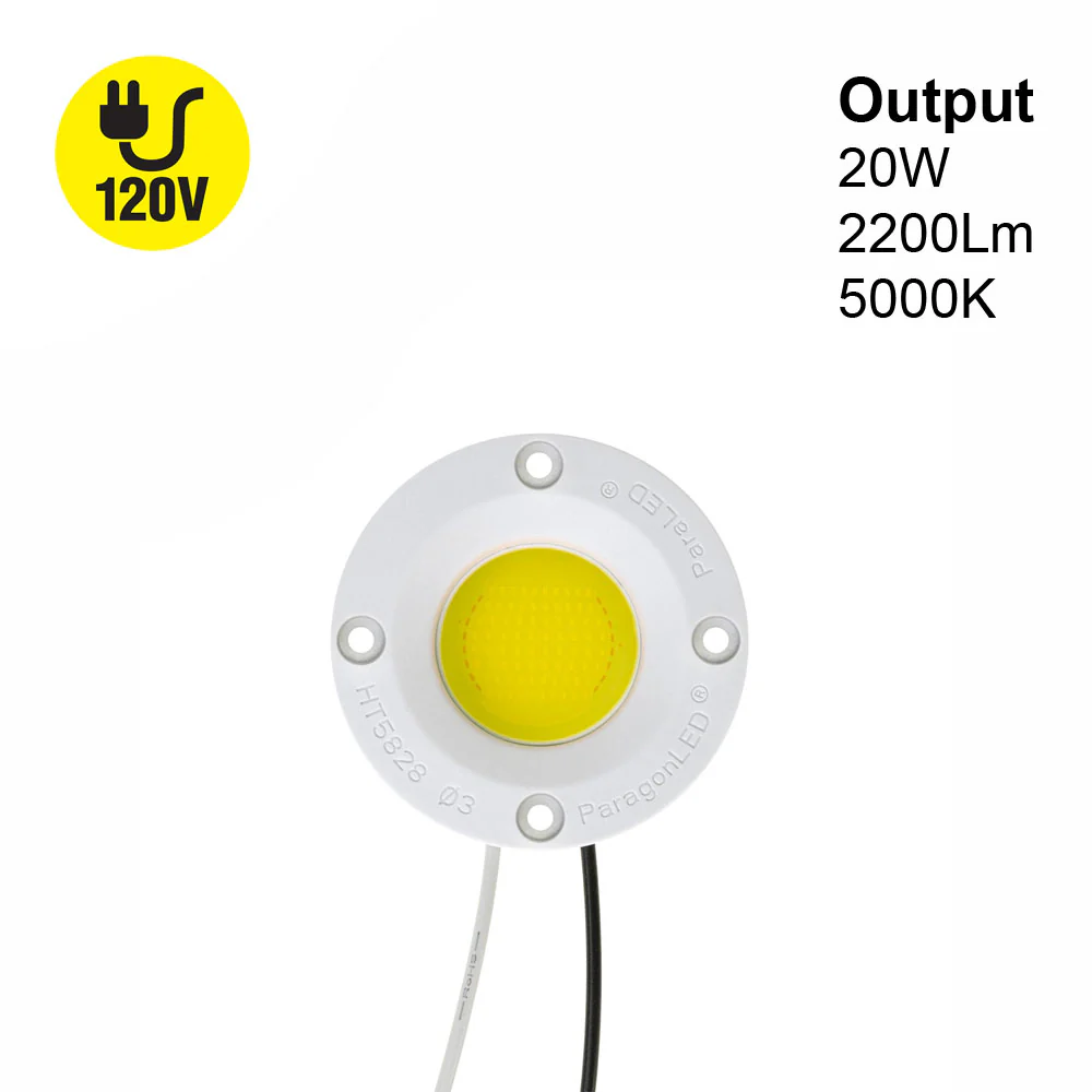 CDAC-80-5028-120V-50 COB Paragon LED Module with HT5828 LED Holder, 120V 20W 5000K