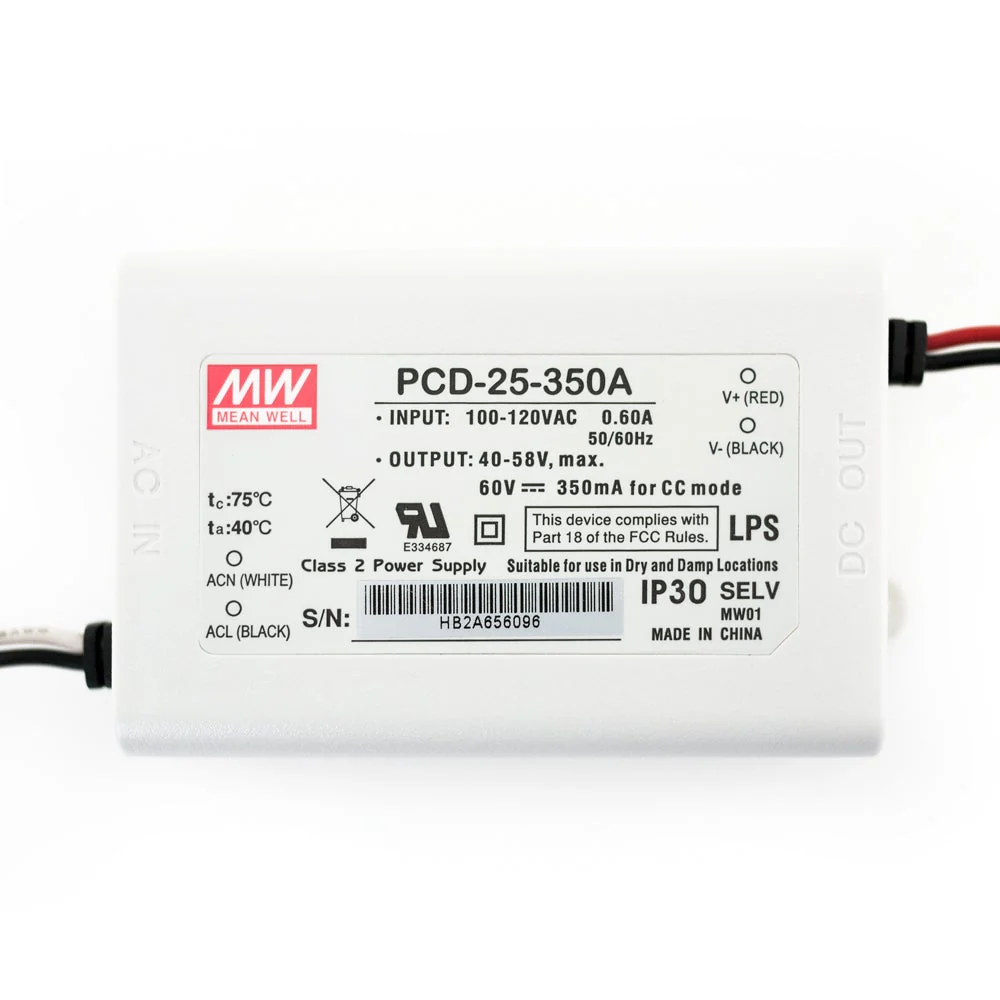 Mean well PCD-25-350A Constant Current LED Driver, 350mA 40-58V 20.3W - Image 4