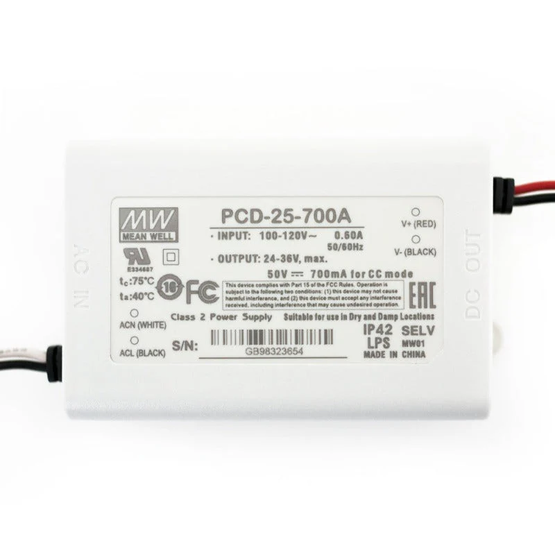 Mean Well PCD-25-700A Constant Current LED Driver, 700mA 24-36V 25W - Image 4