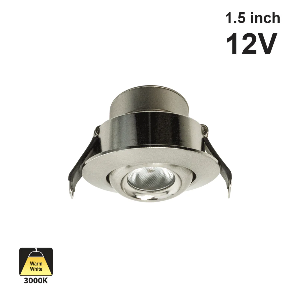 RD24-3W-30K-BN Round Downlight / Ceiling Light, 12V 3W Brushed Nickel