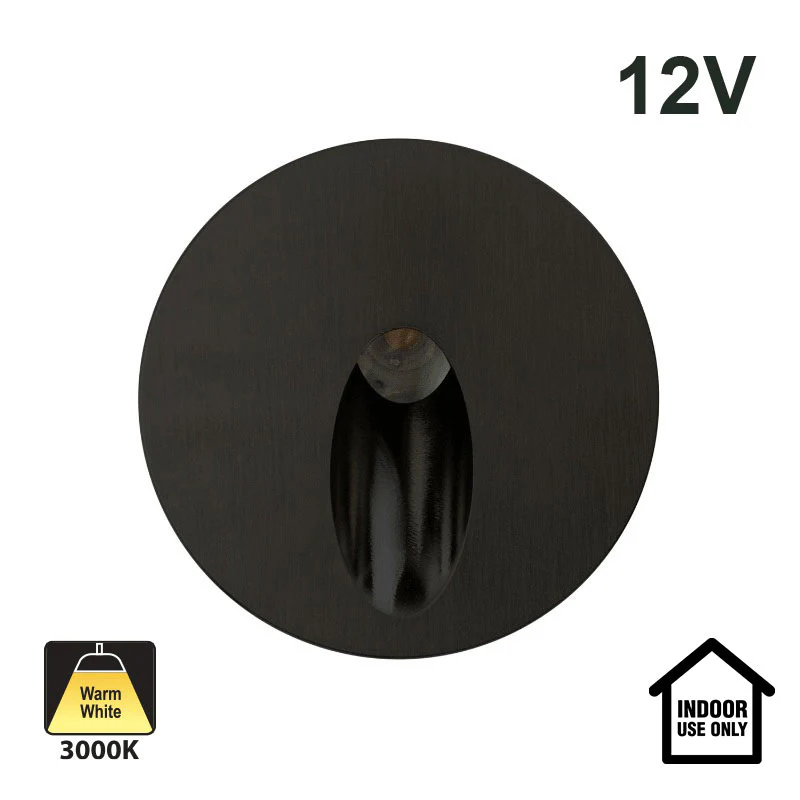 RD25-1W-3K-ORB Round Dimmable LED Step Light, 12V 1W 3000K(Warm White)