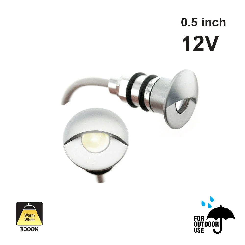 C1024WW Recessed Step Light/Deck Light Silver-Grey Eyelid Light, 12V 1W 3000K(Warm White)