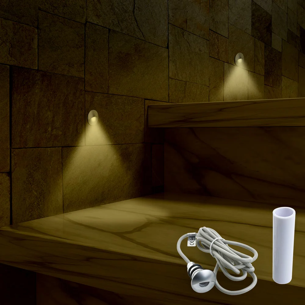 C1024WW Recessed Step Light/Deck Light Silver-Grey Eyelid Light, 12V 1W 3000K(Warm White) - Image 3