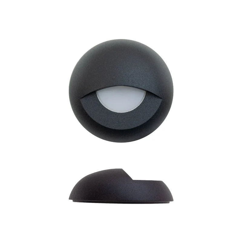 Round Outdoor Dimmable LED Step Light/ Pathway Light Eyelid Trim Black TYPE1 3000K, RGB - Image 3