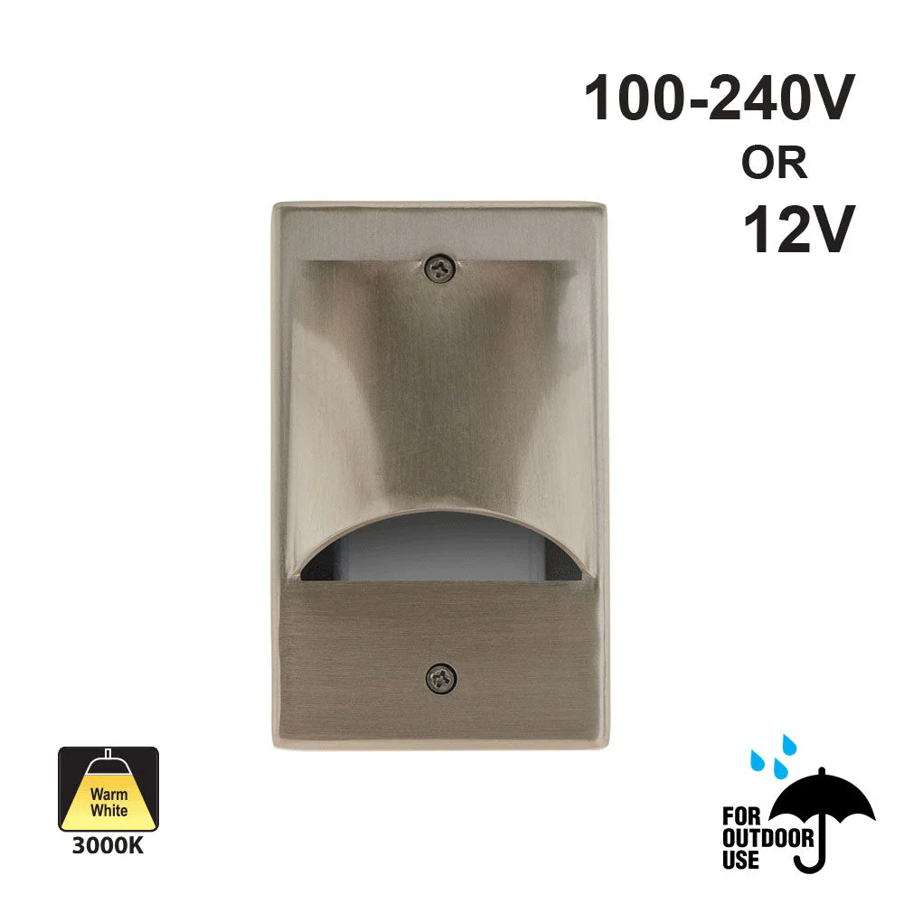 RT05HV Single Gang LED Step Light/ Pathway Light, 100-240V or 12V 2W 3000K(Warm White)
