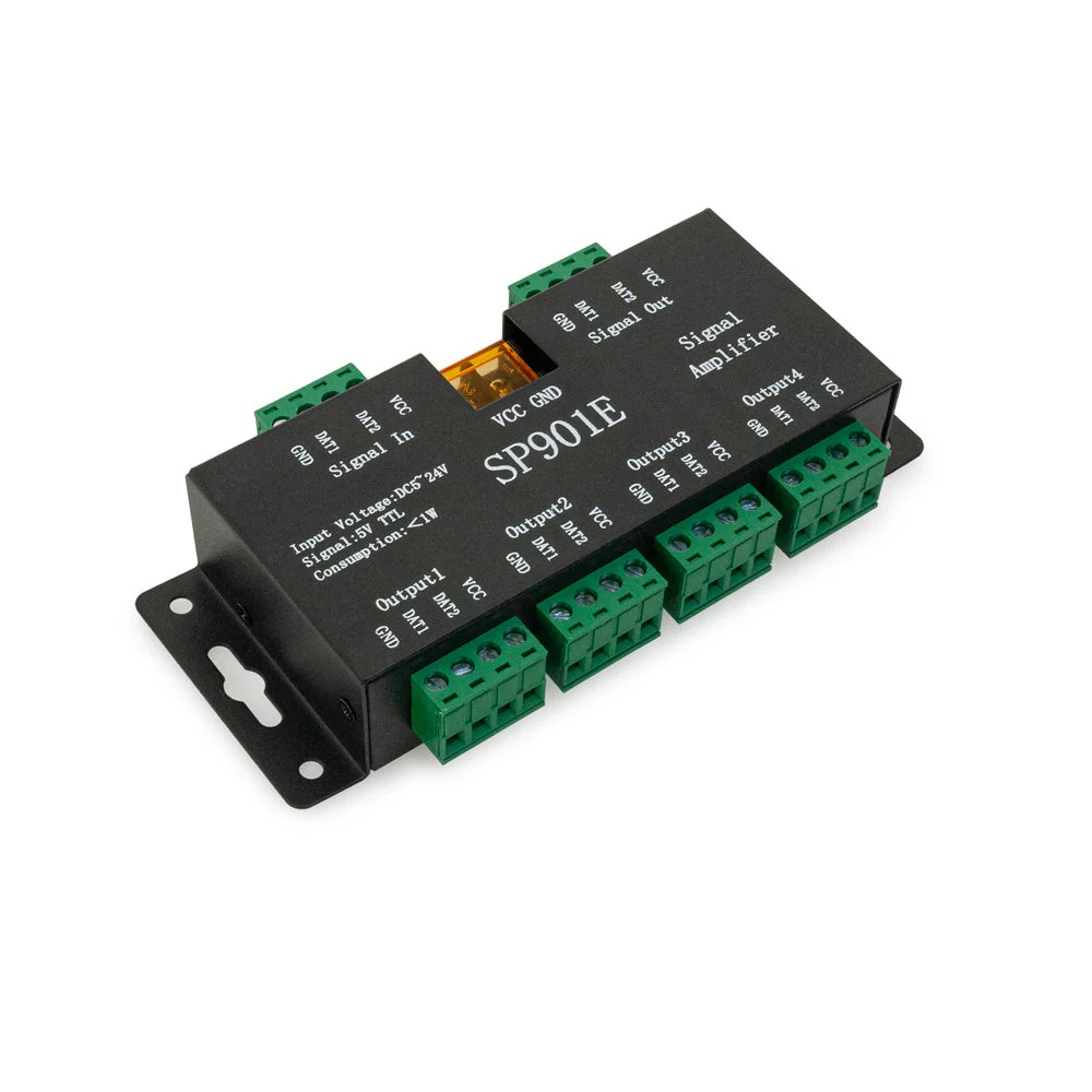 SP901E LED Pixel SPI Signal Amplifier Repeater Addressable LED Strip and Dream Color Programmable LED Matrix Panel, 5V~24V - Image 3