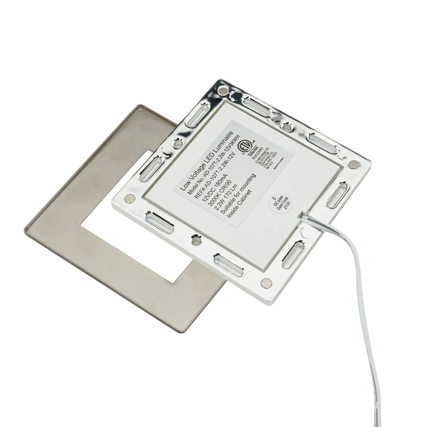AD-107T-2.2W-12V Square Cabinet Light, 12V 2.2W 3000K(Warm White) - Image 7