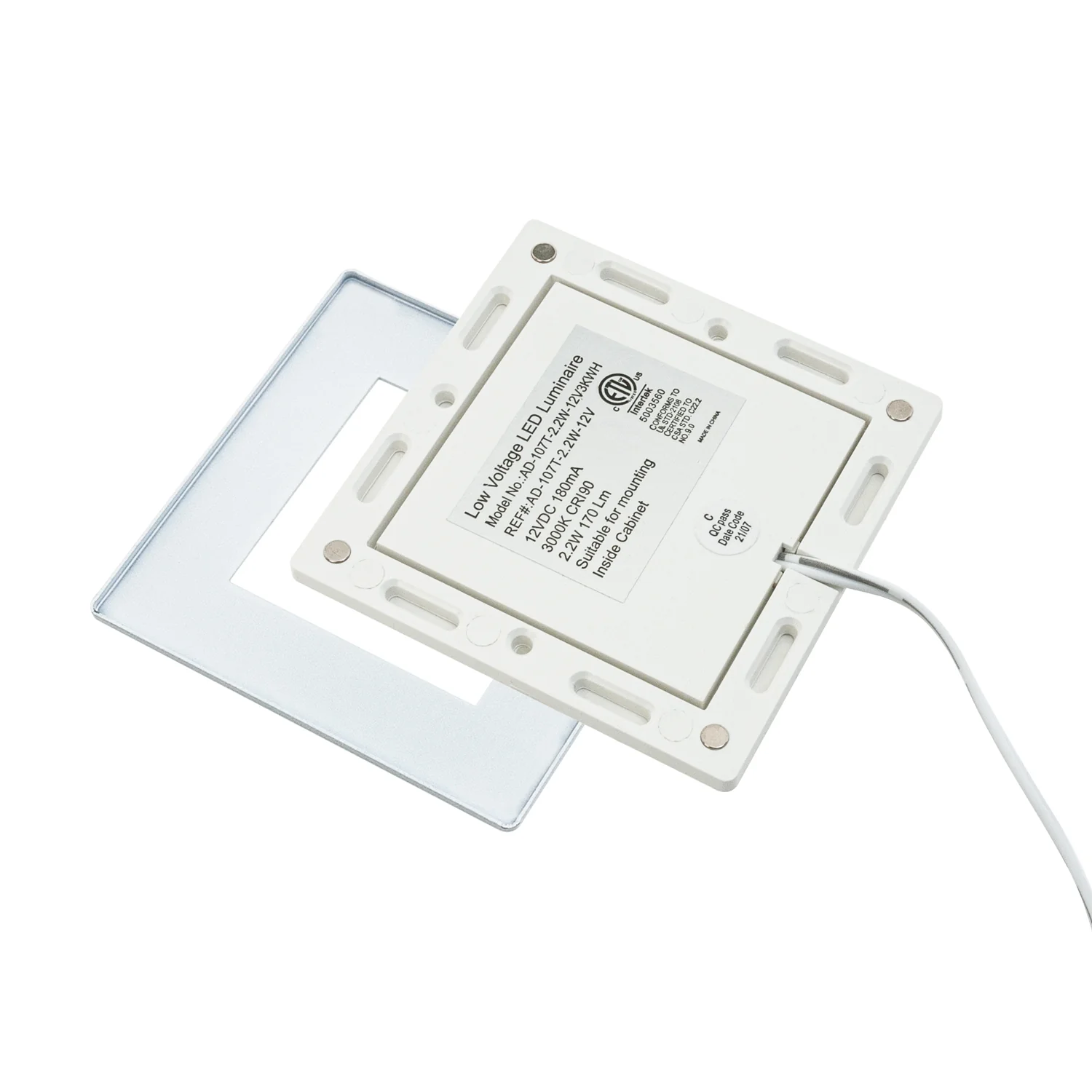 AD-107T-2.2W-12V Square Cabinet Light, 12V 2.2W 3000K(Warm White) - Image 7
