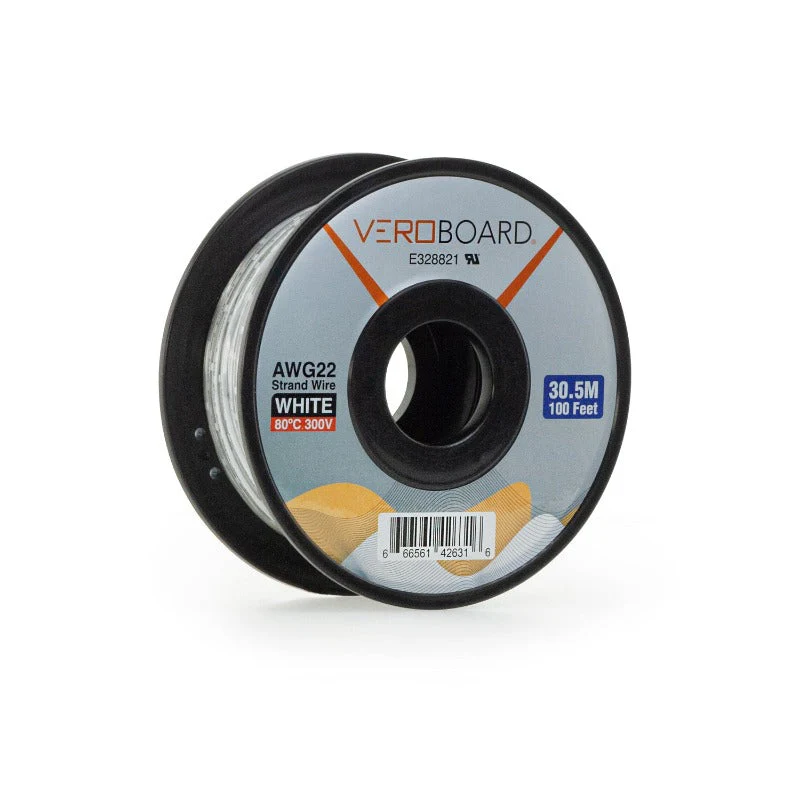 Stranded White Wire 22AWG 30.5Meter(100 Feet)