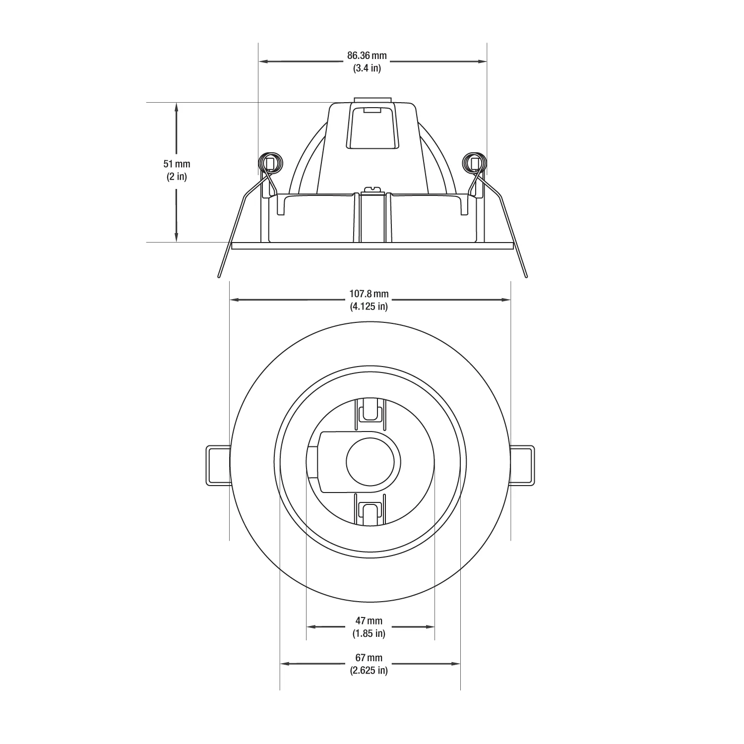 T-55 MR16 Light Fixture (White), 12V 3.5 inch Round Recessed Adjustable Eyeball Trim - Image 2