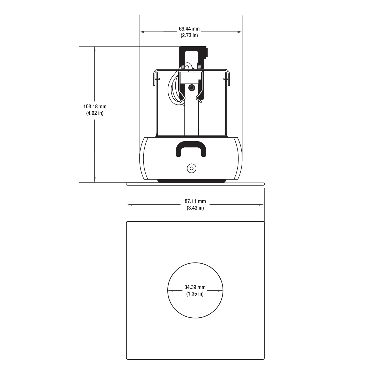 T-58 MR16 Light Fixture (White), 12V 2.75 inch Square Adjustable Slot Aperture Trim - Image 2