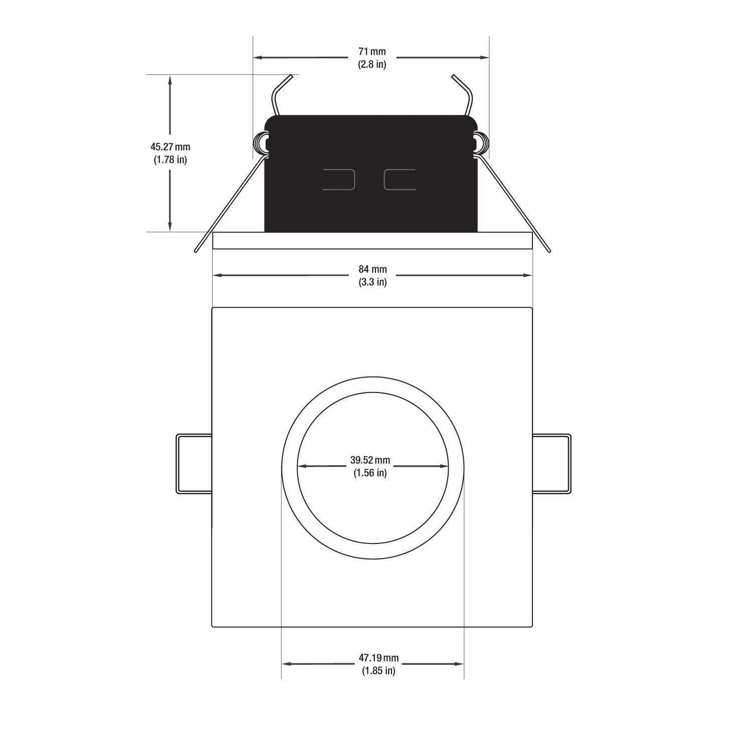 T-61 MR16 Light Fixture (White), 12V 2.75 inch Square Pinhole Trim with Frosted Glass Diffuser - Image 2