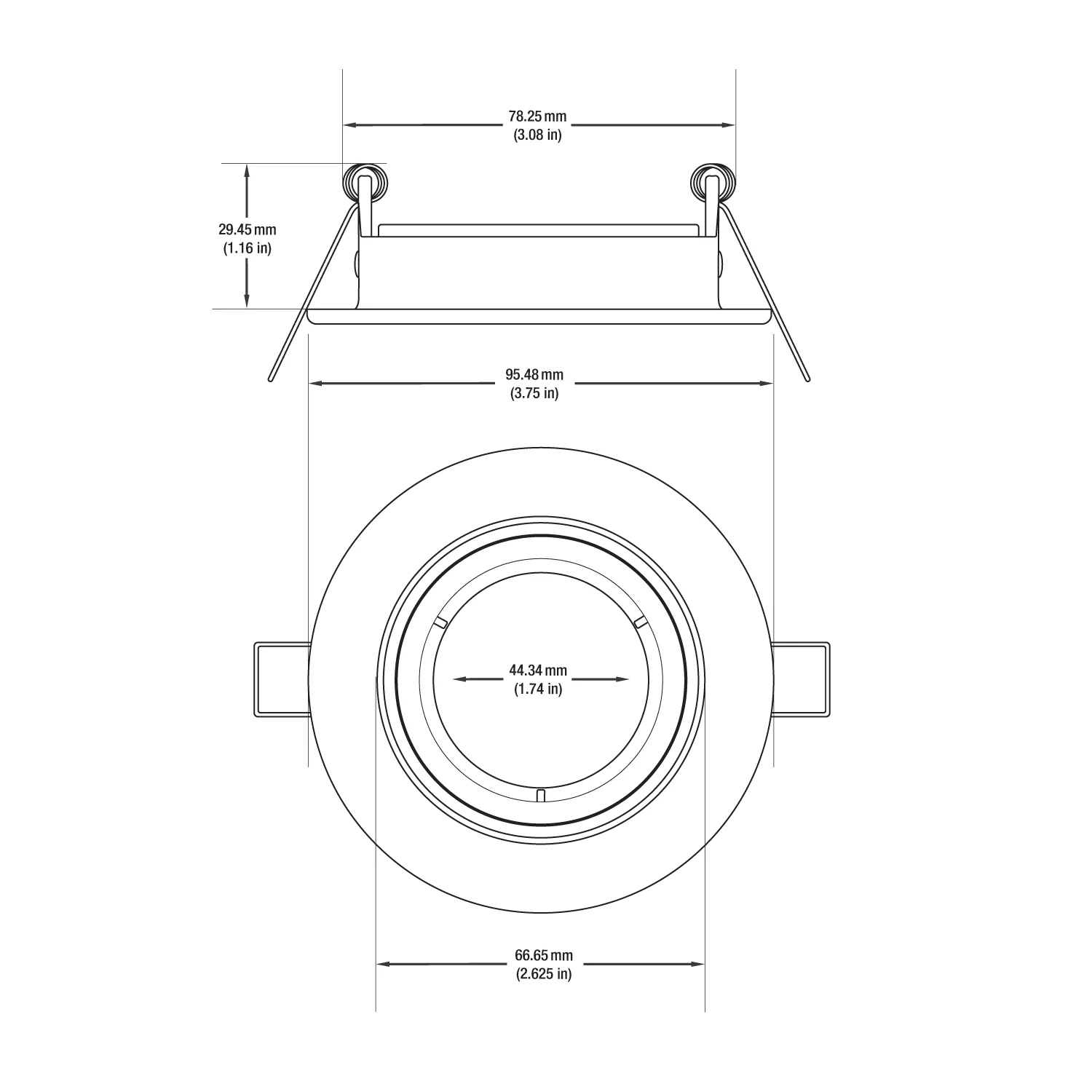 T-66 MR16 Light Fixture (White), 12V 3 inch Recessed Adjustable Gimbal Trim - Image 2