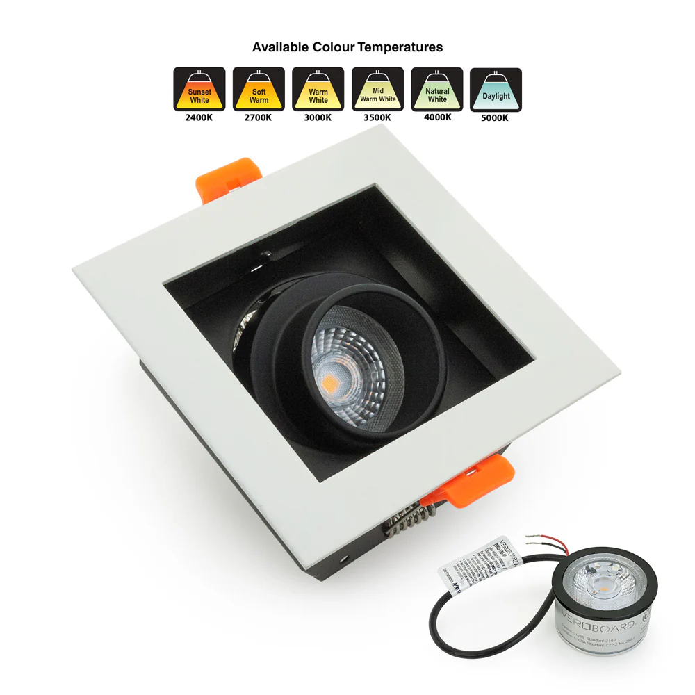 MTR-76T Recessed LED Light Fixture, 3.5 Single Head Square White - Image 6