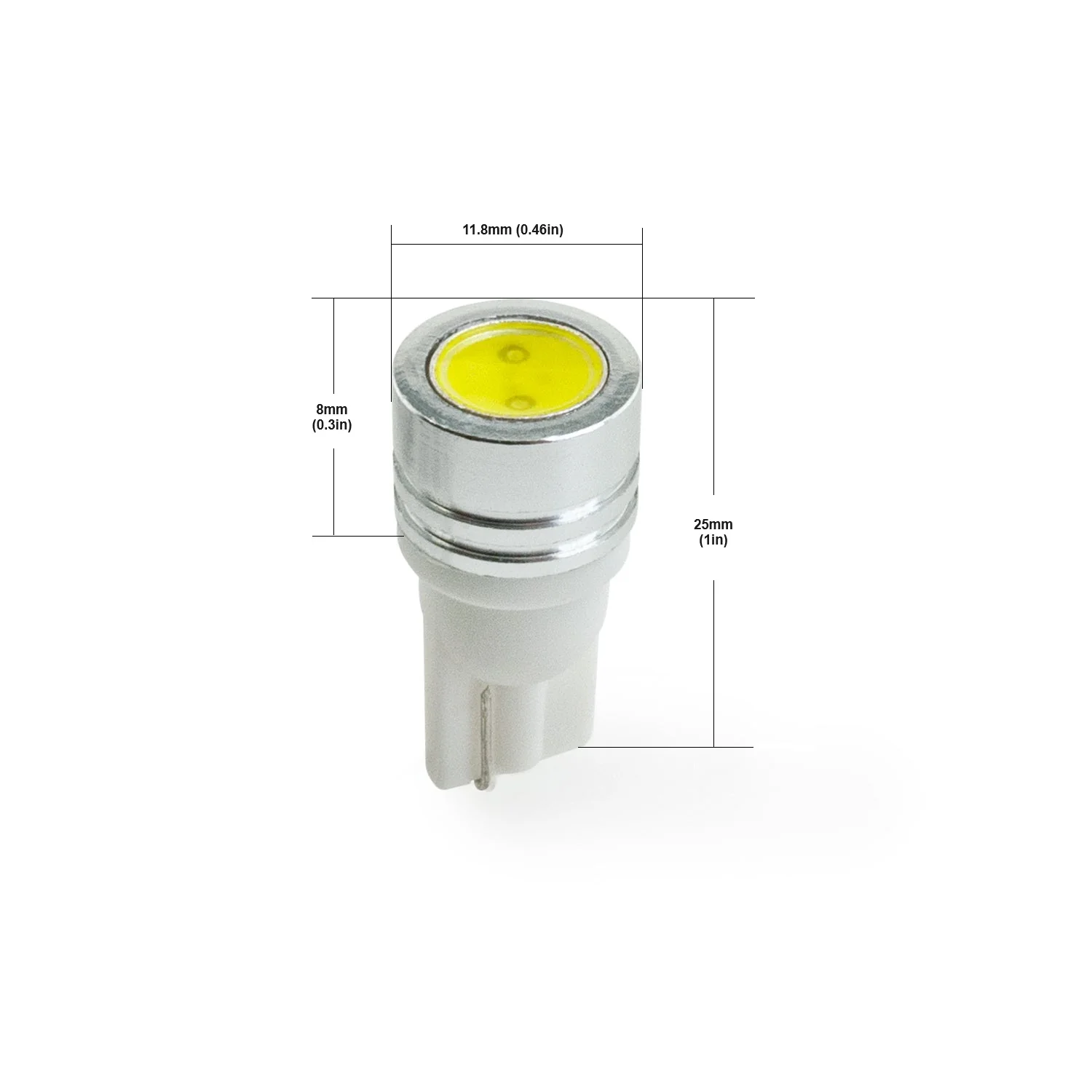 T10 Wedge Base LED Bulb COB, 12V 1W 6000K(Cool White) - Image 2
