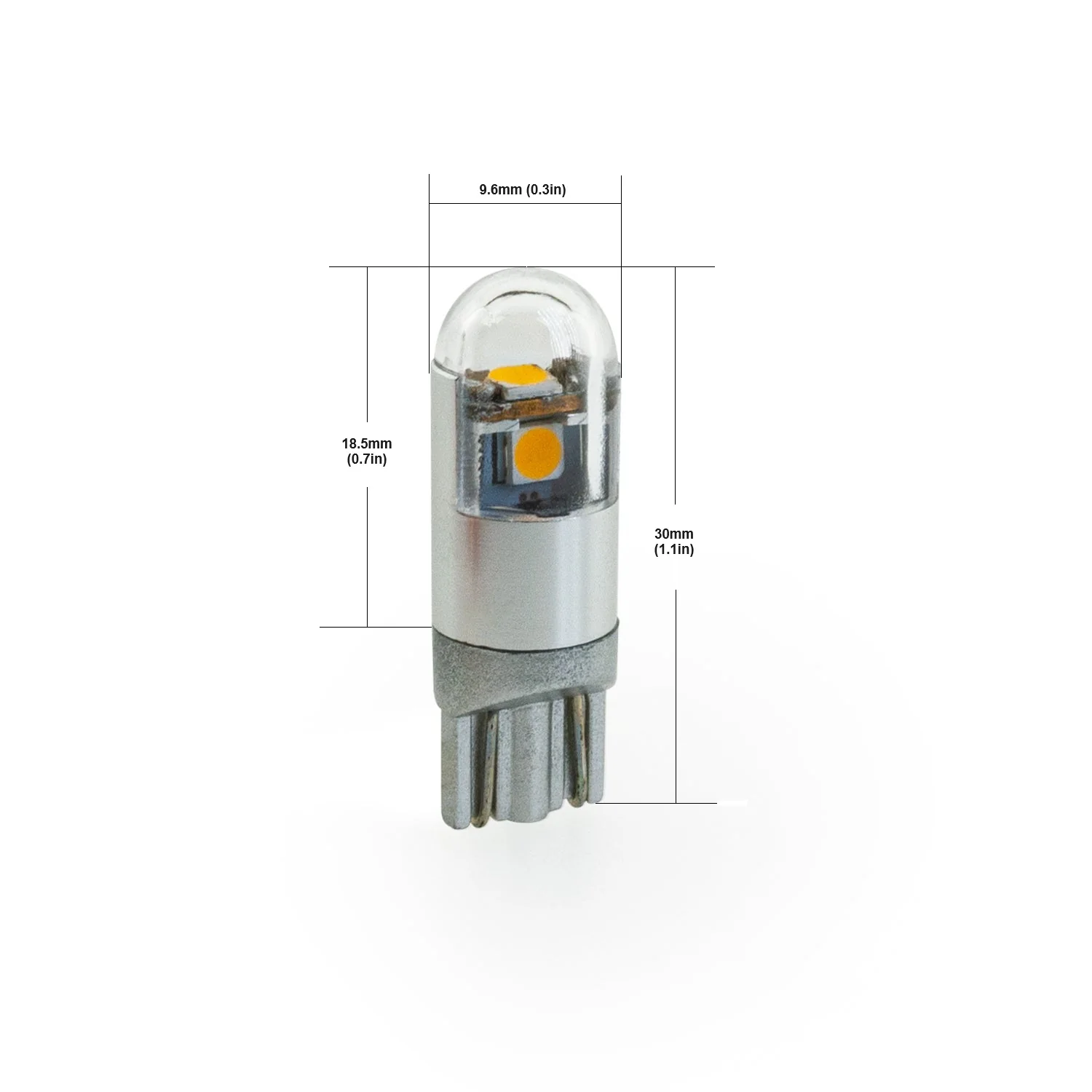 T10 Wedge Base 194 LED Bulb, 9-30V 1W 3000K(Warm White) - Image 2
