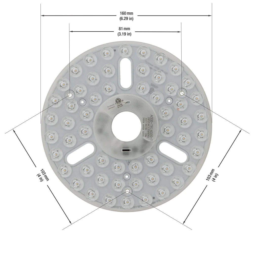 6.3 inch Round Disc LED Module TR16020-T, 120V 20W 3CCT(3K, 4K, 5K) - Image 2