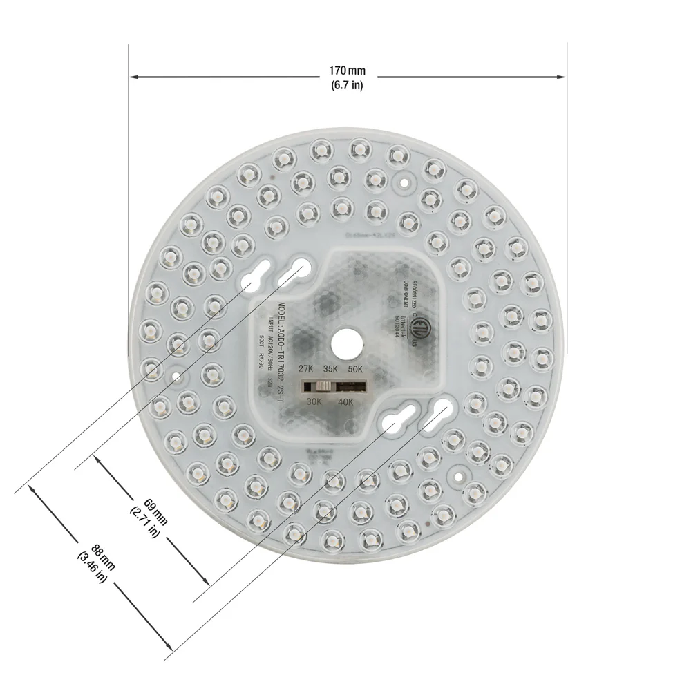 6.6 inch Round Disc LED Module TR17032-2S-T, 120V 32W 5CCT(2.7K, 3K, 3.5K, 4K, 5K) - Image 2
