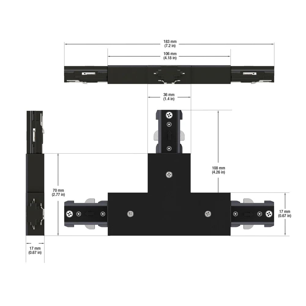 Track T shape Joiner Black H-Type 0336-TJB - Image 2