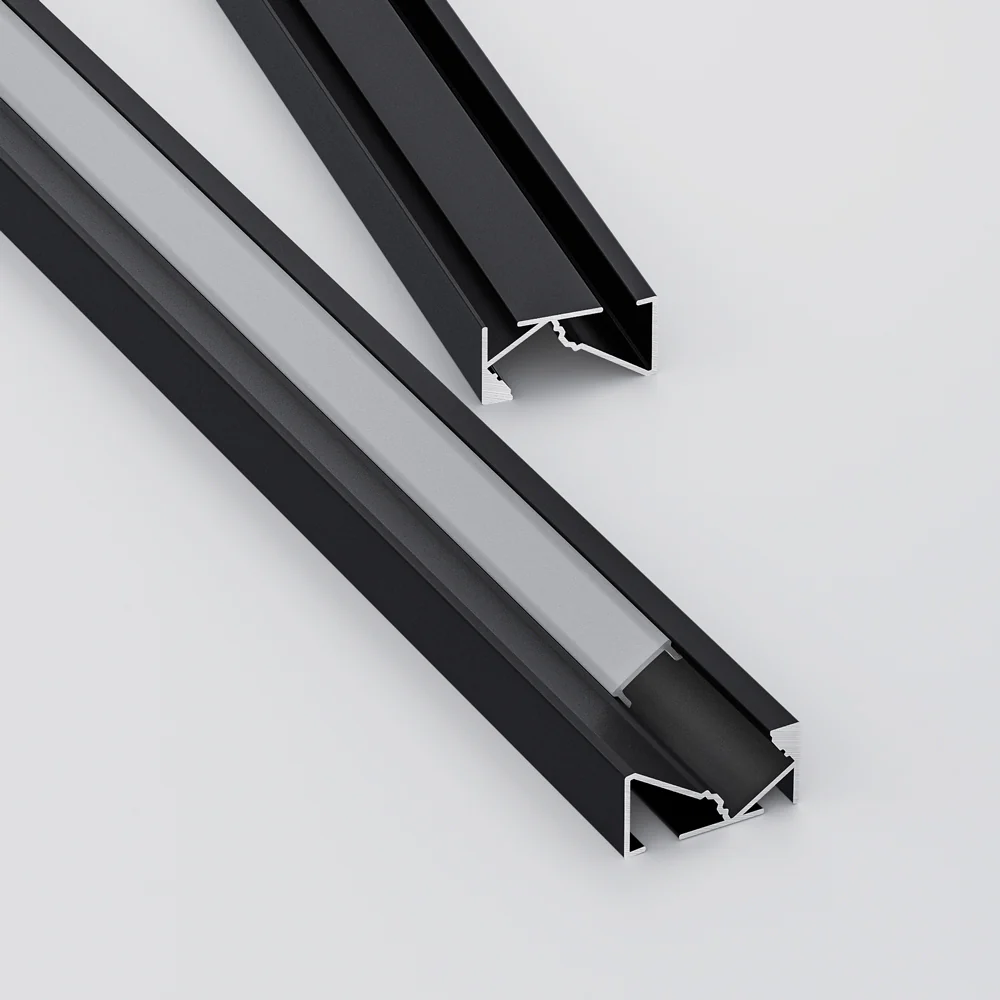 Type 106B Black 45-degree Linear Architectural Light Fixture Profile, 2.4Meters (94.4inches) - Image 3
