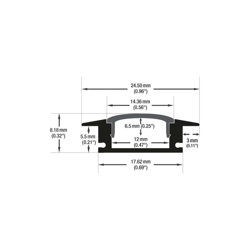 Type 11 Black, Recessed Linear Architectural LED Aluminum channel, 3Meters (118inches) - Image 2