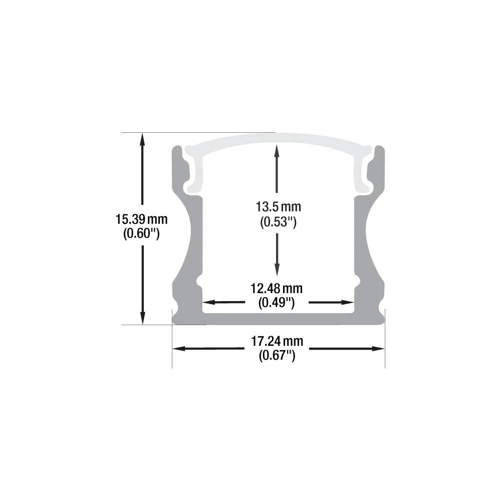 Type 12, Deep Surface Mount Aluminum LED Extrusion for LED Strips, 3Meters (118inches) - Image 2